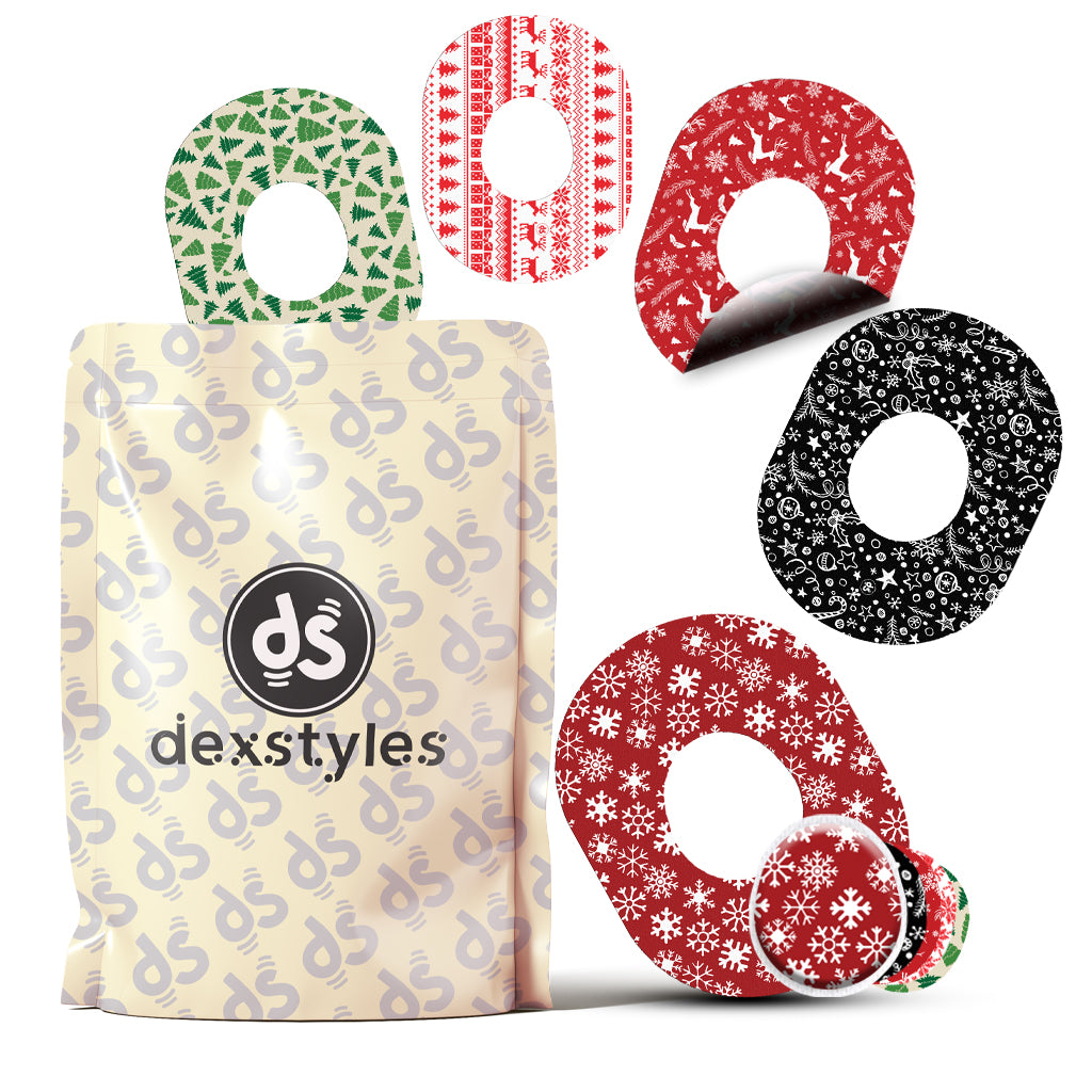 Dexstyles Christmas Vibe design, Dexcom G-7 patches.