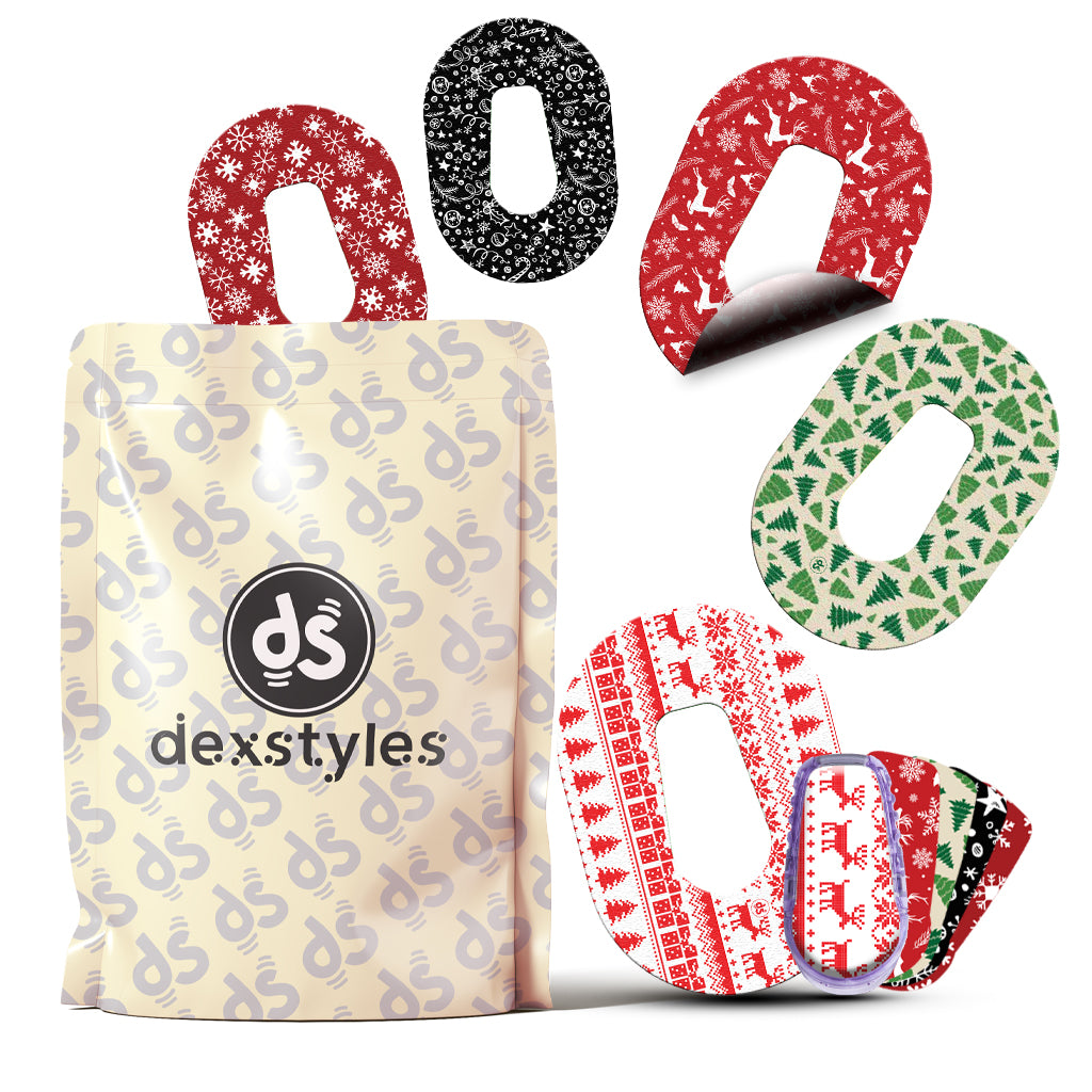 Dexstyles Christmas Vibe design, Dexcom G6 Mini patches.