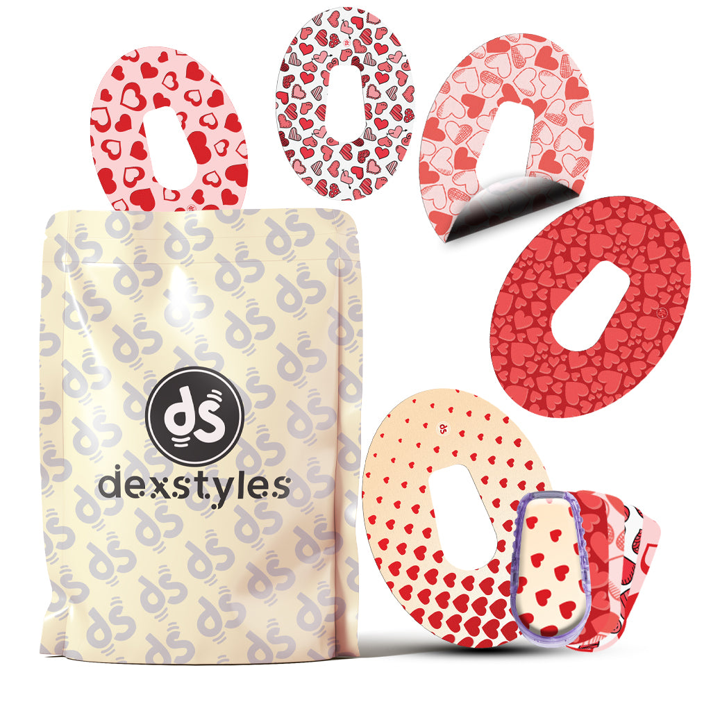 Dexstyles Heart Pop, Dexcom G-6 Regular patches.