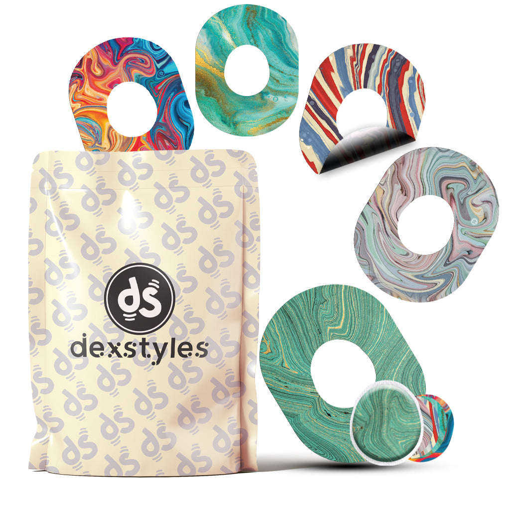Dexstyles Marble Menia design, Dexcom G-7and Stelo Cgm patches