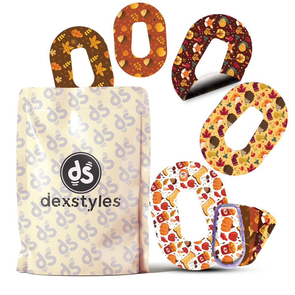 Dexstyles Thanksgiving Vibe design, Dexcom G6 Mini patches.