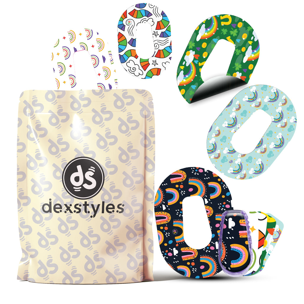 Dexstyles Skies of Joy design, Dexcom G6 Mini patches.