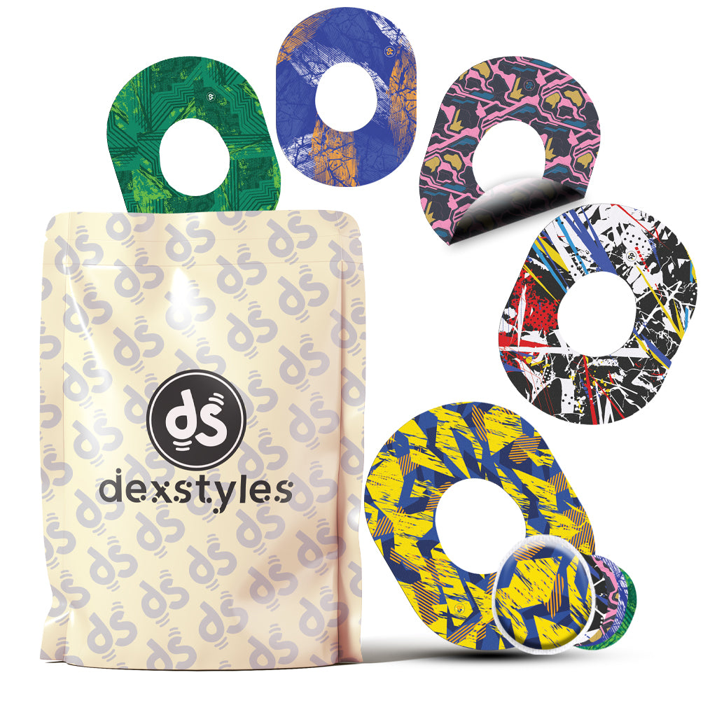 Dexstyles Football Fusion design, Dexcom G-7 and Stelo Cgm patches.