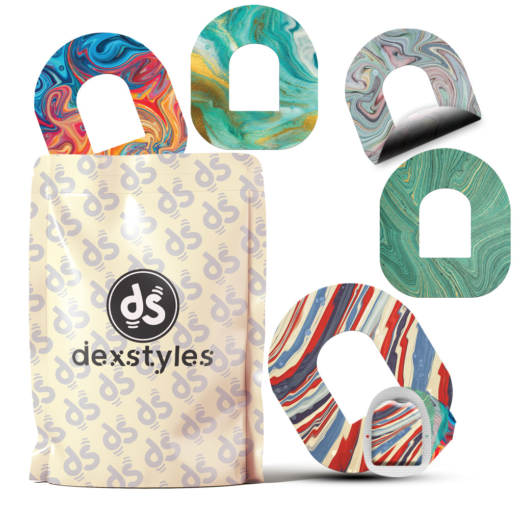 Dexstyles Marble Mania Design, Omnipod patch.