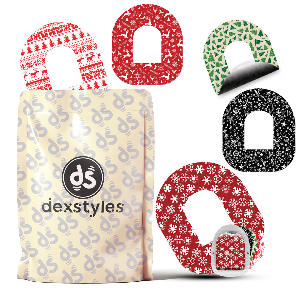 Dexstyles Christmas Vibe design, Omnipod patches.