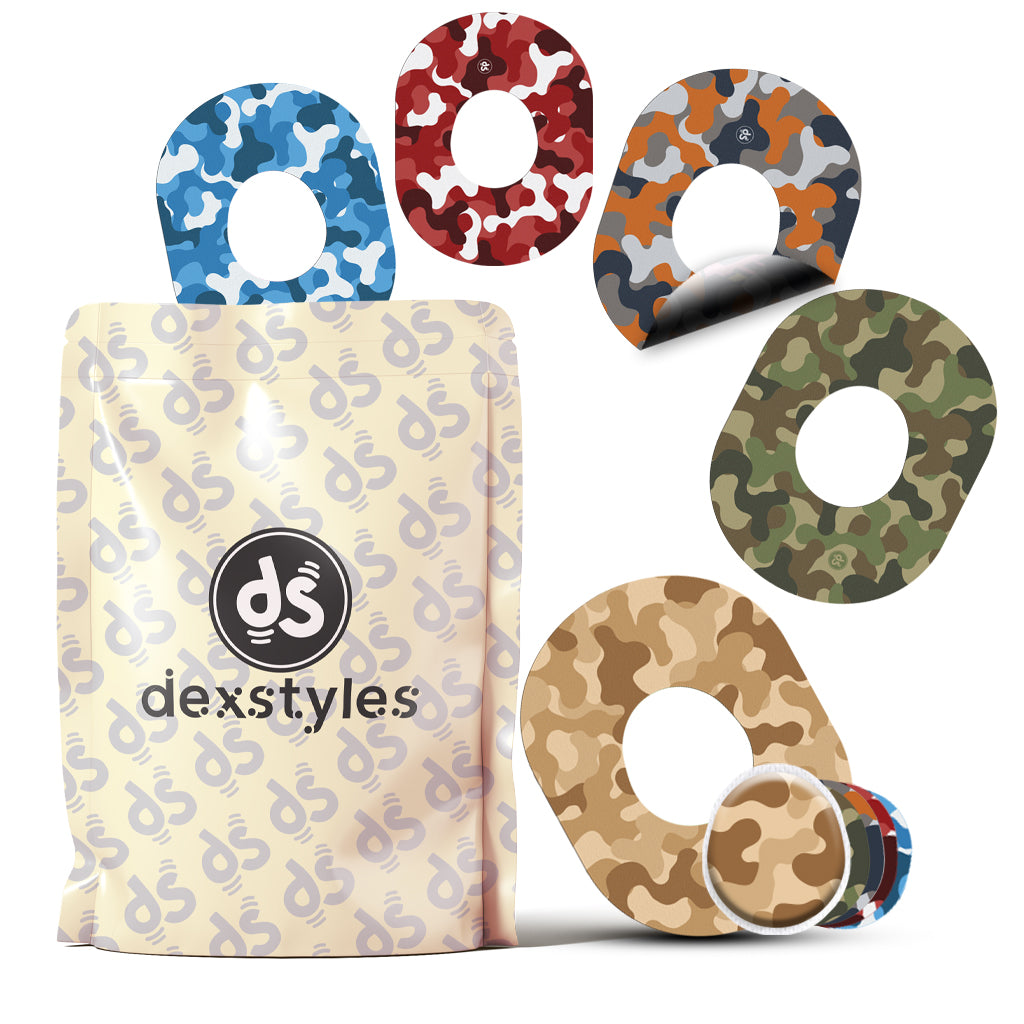 Dexstyles Veteran Vibe design, Dexcom G-7 and Stelo cgm patches.