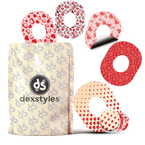Dexstyles Heart Pop design, Dexcom G-7 and Stelo Cgm patches.