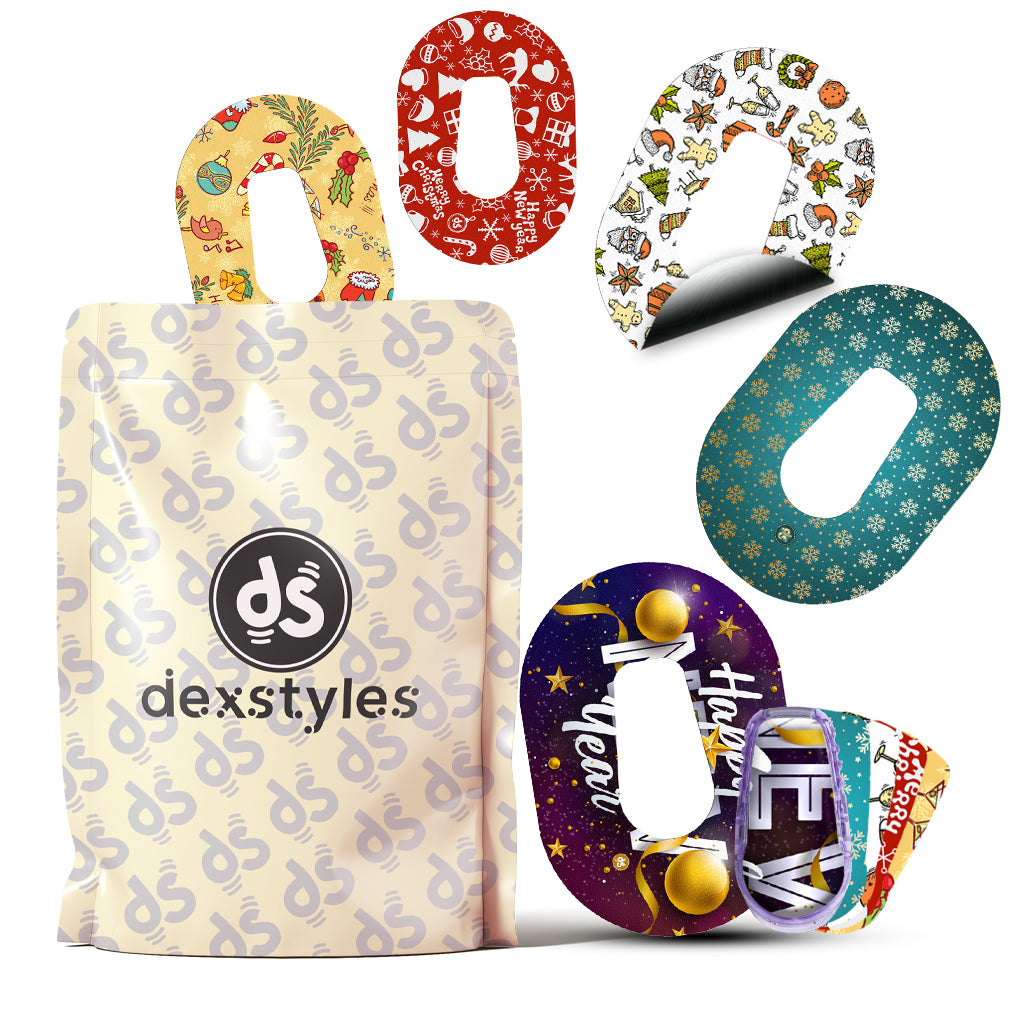 Dexstyles New Year Vibe design, Dexcom G6 Mini patches.