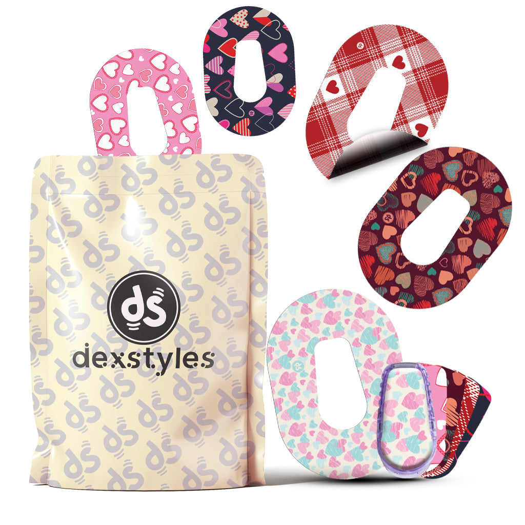 Dexstyles Heart Whisper design, Dexcom G6 Mini patches.