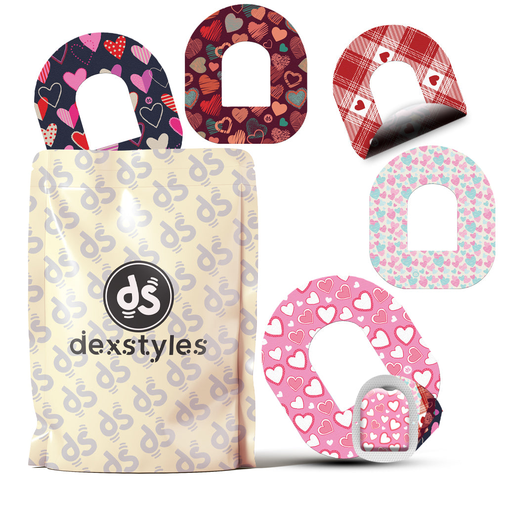 Dexstyles Heart Whispers Design, Omnipod Patches.