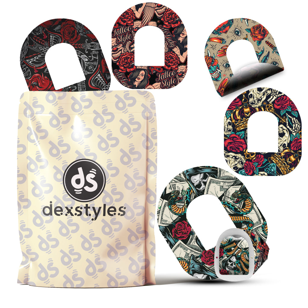 Dexstyles Tatto Tribe design, Omnipod Patches.
