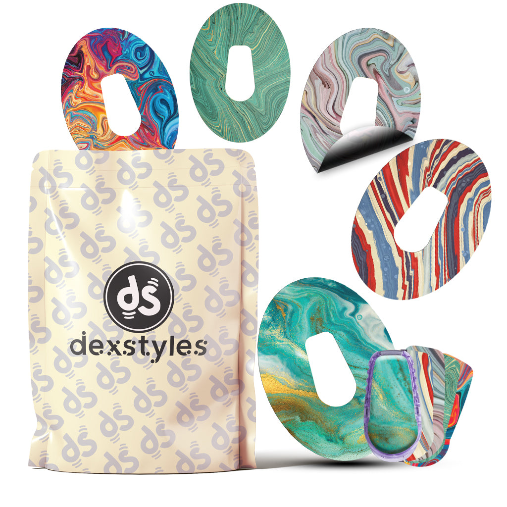 Dexstyles Marble Mania, Dexcom G6 Regular patches.