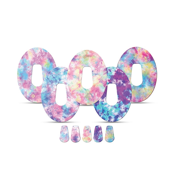 Dexstyles Tie-Dye Tribe design, Dexcom G-6 Regular patches.