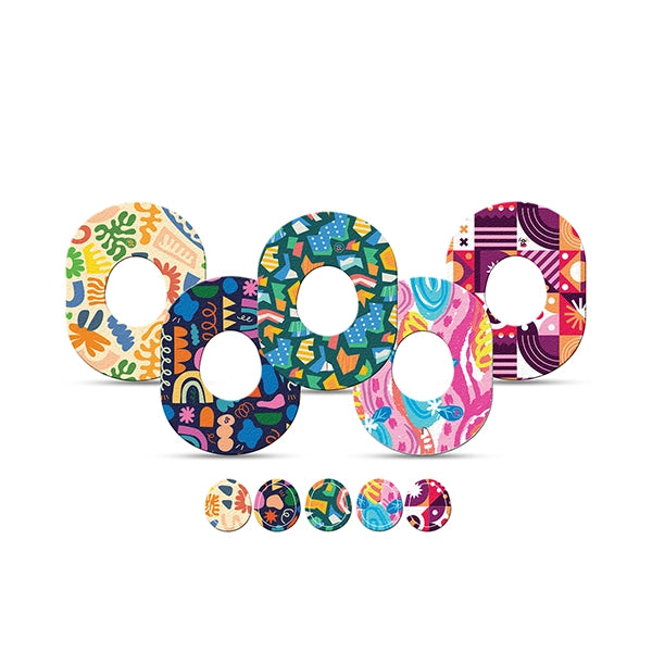 Dexstyles Funky World design, Dexcom G-7 and Stelo Cgm  patches