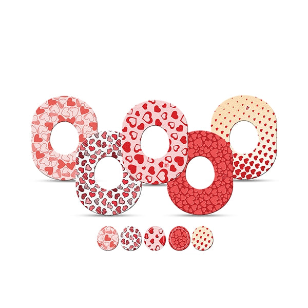 Dexstyles Heart Pop design, Dexcom G-7 and Stelo Cgm patches.