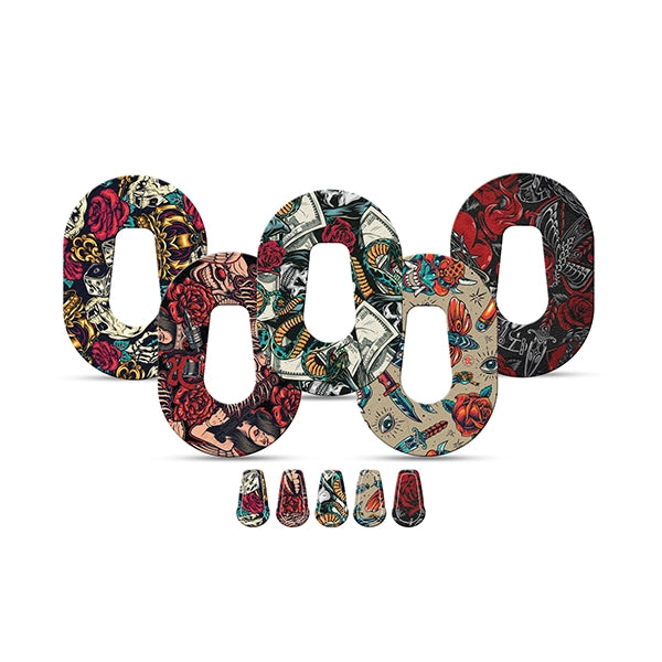 Dexstyles Tatto Tribe design, Dexcom G6 Mini patches.