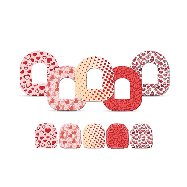 Dexstyles Heart Pop Design, Omnipod Patches.