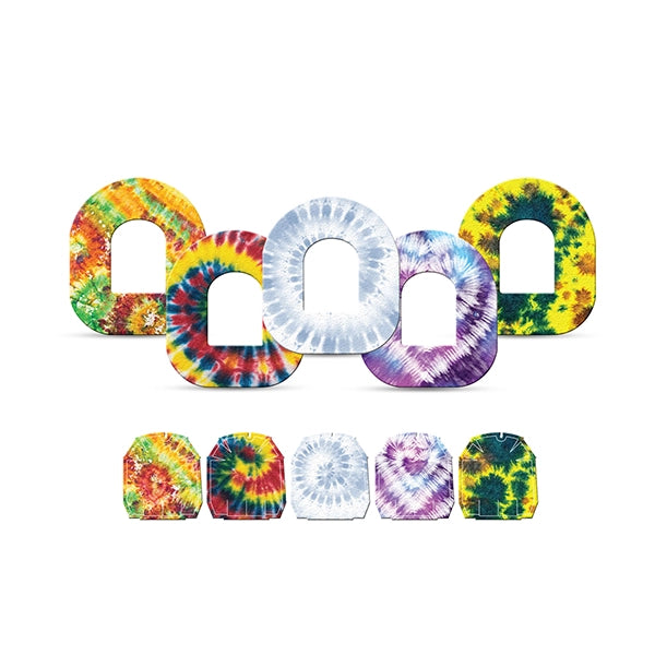Dexstyles Tie-Dye Burst design, Omnipod Patches.