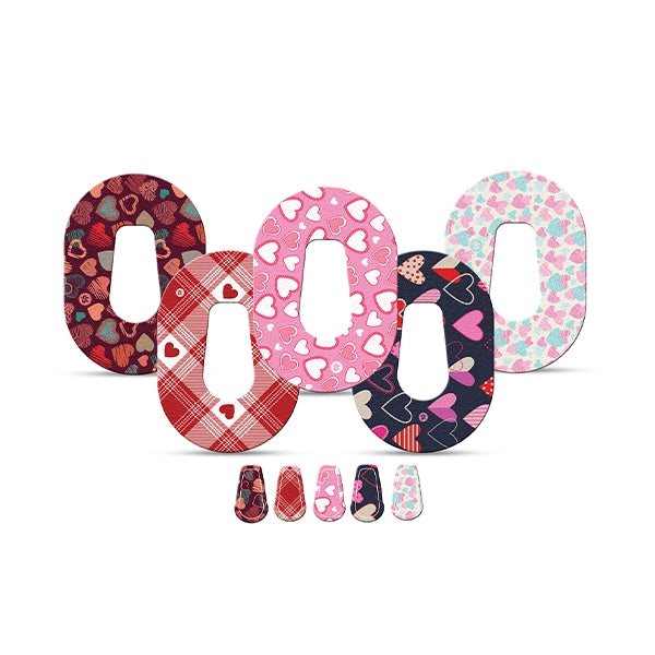 Dexstyles Heart Whisper design, Dexcom G6 Mini patches.