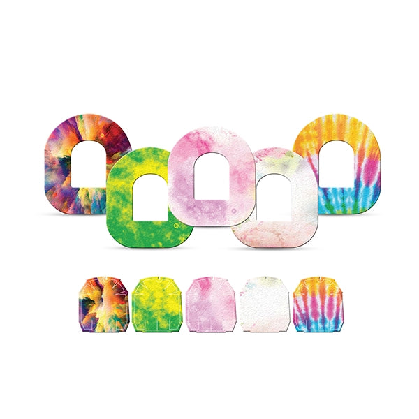 Dexstyles Tie-Dye World Design Omnipod patches.